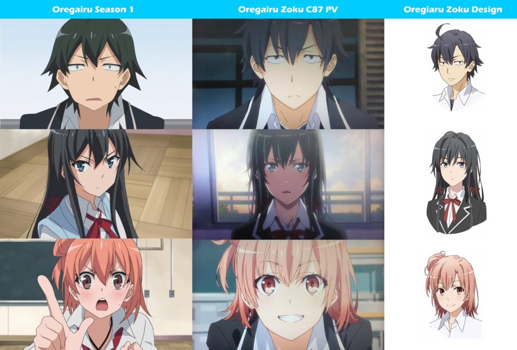 Oregairu Season 1 vs Oregairu Zoku Character Designs Comparison jpg 