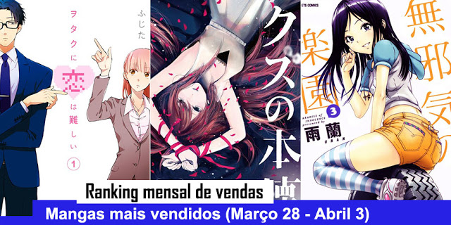 Ranking semanal de vendas de Manga (Março 28 - Abril 3) - IntoxiAnime