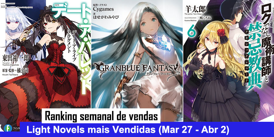 Light Novels mais Vendidas (Março 27 - Abril 2)